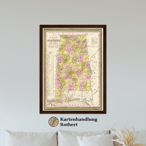 Historical map Alabama around 1849