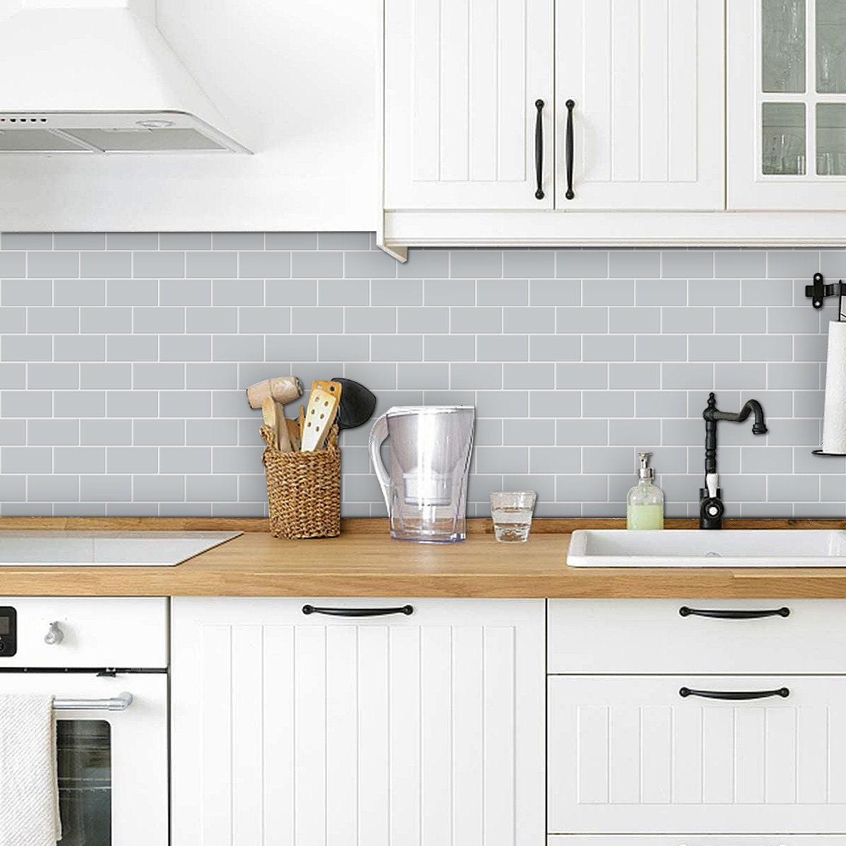 subway tiles kitchen grey