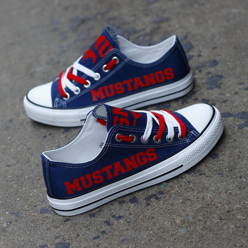 Best Gifts For College Football Fans Collegiate Football Team Sneakers SMU Mustangs Low Top Shoes NCAA Teams Shoes