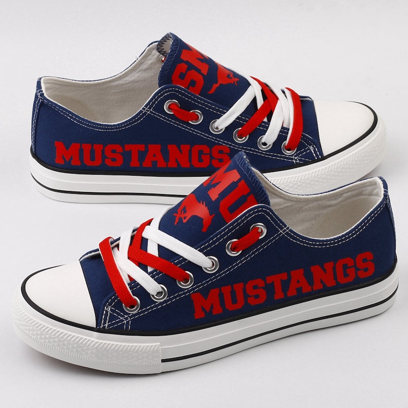 Best Gifts For College Football Fans Collegiate Football Team Sneakers SMU Mustangs Low Top Shoes NCAA Teams Shoes