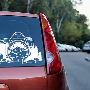 Camera Outdoors Adventure Photography Car Decal Free Shipping Vinyl Decal Custom Decal Car Sticker Nature Camping Hiking Wilderness Trails