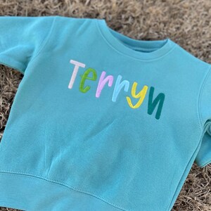 Personalized Embroidered Name Sweatshirt, Toddler Embroidered Sweatshirt, Colorful Crewneck Sweatshirt, Baby, Youth