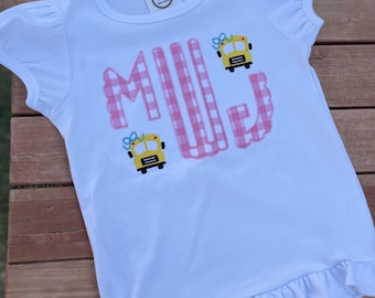 Personalized Embroidered Back To School Shirt, Applique Tee