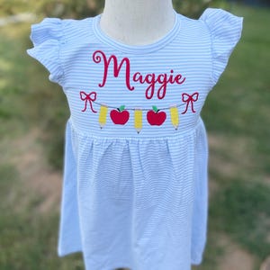 Girls Back To School Dress, Back To School Monogram Dress, Kindergarten Dress, First Grade School Dress