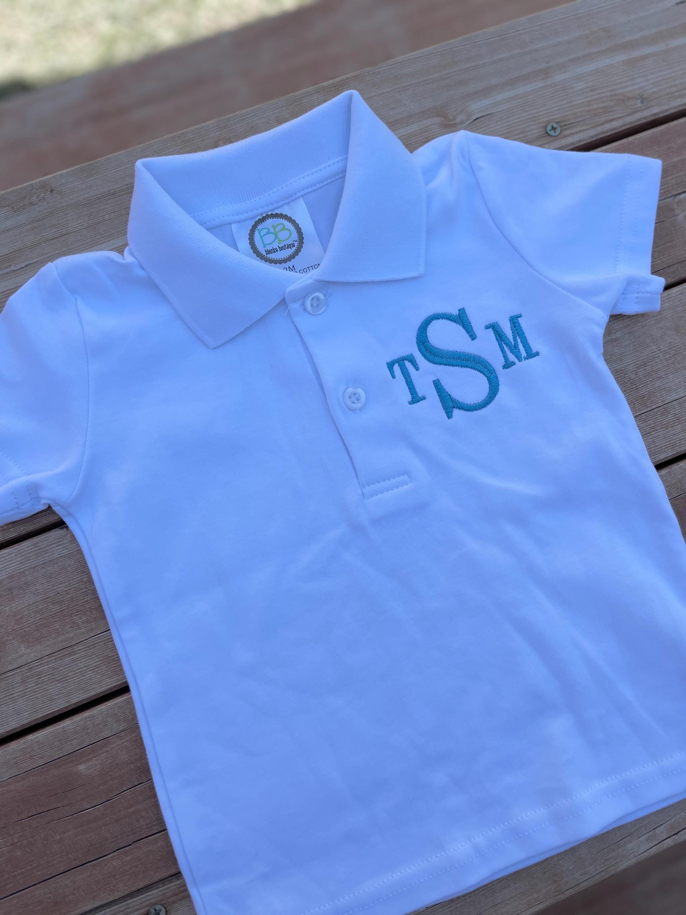 Boys Embroidered Monogram Polo, Personalized Toddler Tee