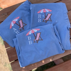 Personalized Embroidered Beach Tee, Monogrammed Comfort Colors Shirt image 2
