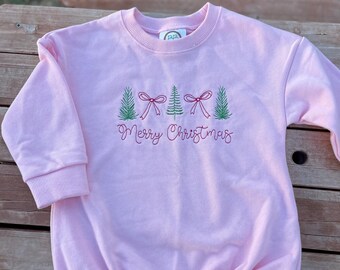 Embroidered Christmas Baby Romper Sweatshirt, Holiday Outfit