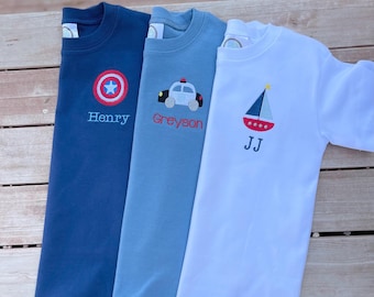 Boys Mini Monogram Shirt, Monogram Boys Shirt, Personalized Mini Icon
