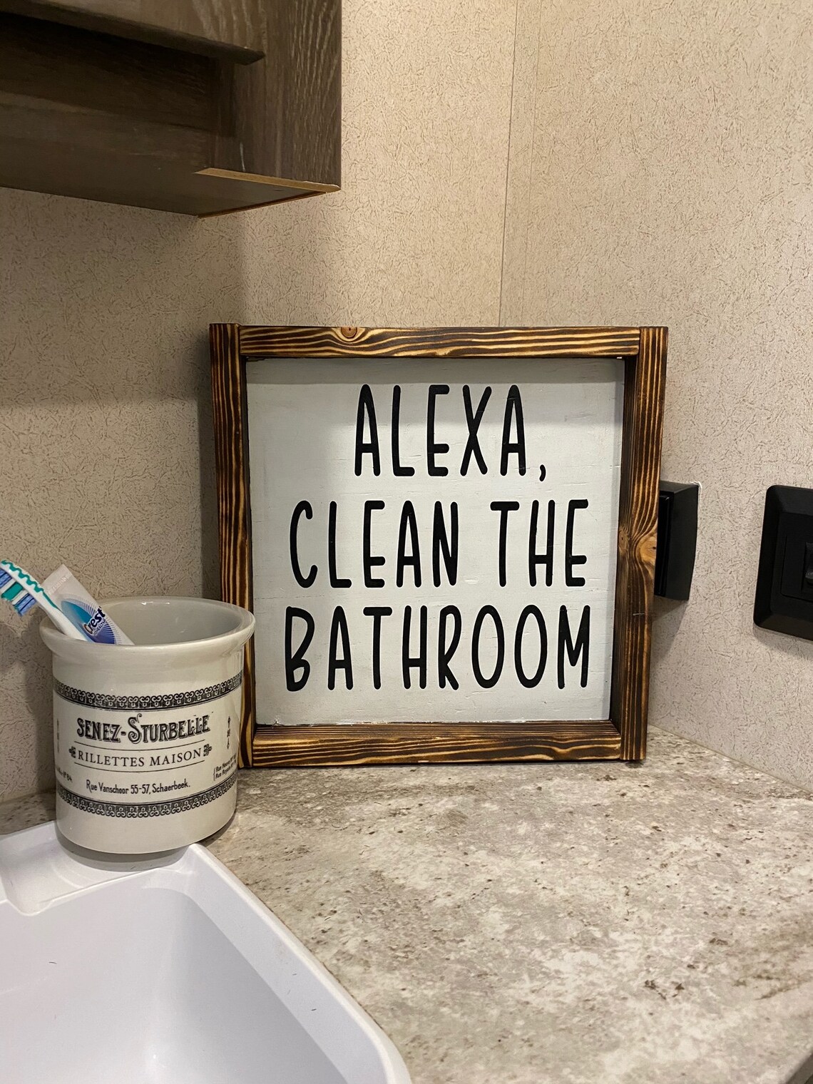 Alexa Clean the Bath Room Sign Alexa Decor Country Etsy