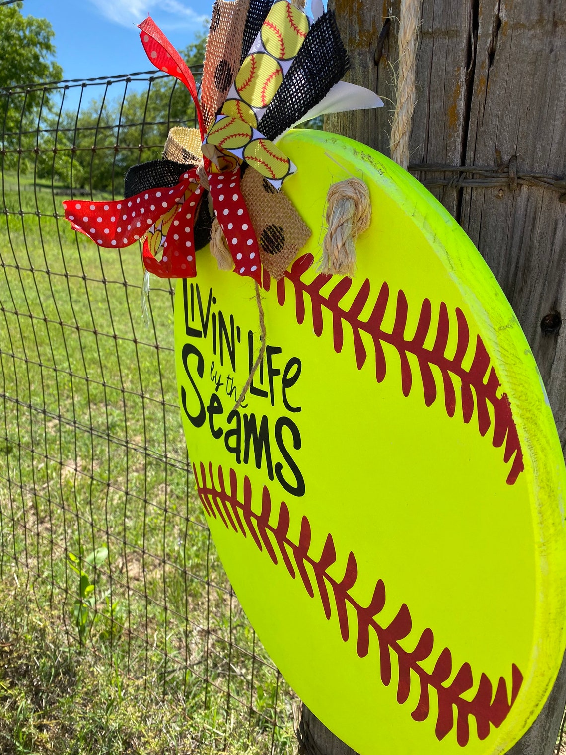 Softball Door Hanger, Front Door Hanger, Farmhouse Door Decor, Softball