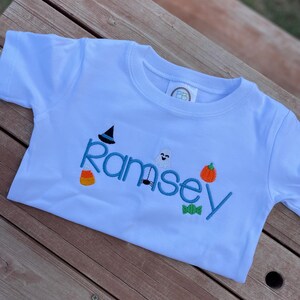 Personalized Embroidered Halloween Shirt For Kids, Halloween, Toddler Halloween, Spooky Ghost Shirt, Boys Halloween Outfit, Halloween Tee
