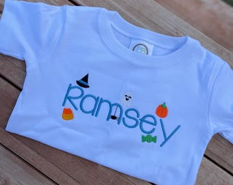 Personalized Embroidered Halloween Shirt, Spooky Ghost Outfit