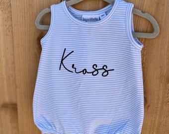 Embroidered Baby Bubble Romper, Personalized Outfit
