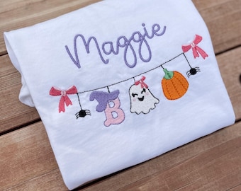 Personalized Embroidered Halloween Shirt, Spooky Ghost Tee