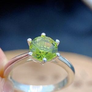 Natural Peridot Sterling Silver Ring - August Birthstone