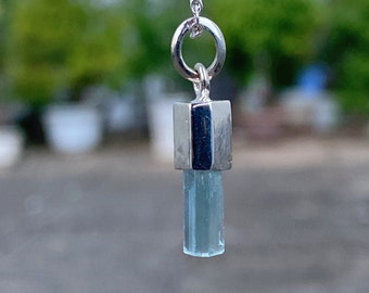 Raw Aquamarine Necklace: S925 Silver Pendant, March Birthstone