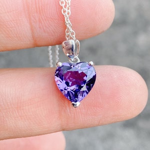 Amethyst Heart Necklace: Dainty S925 Silver Pendant