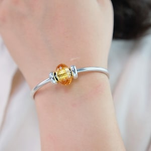 Citrine Bracelet: S925 Silver Cuff Bangle, November Birthstone