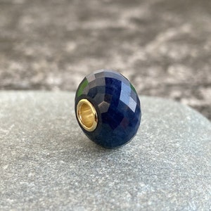 Sapphire Bead: 14K Gold Core, Faceted Gemstone for European Bracelet