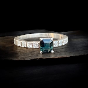 Sapphire Ring: Sterling Silver September Birthstone, Moissanite Accents