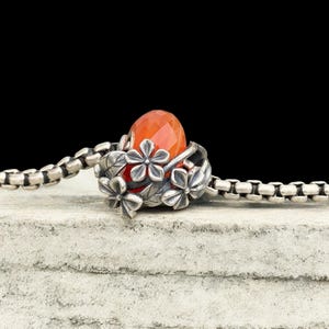 Sterling Silver Forget-Me-Not Flower Bead, Silver Charm For Bracelet