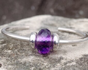 Natural Amethyst Beaded Bracelet, Amethyst Cuff Bracelet, Amethyst Bead Bracelet, Amethyst Bracelet Silver, Silver Bangle Bracelet