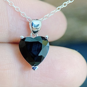 Black Onyx Heart Necklace: S925 Silver Pendant, Adjustable Chain