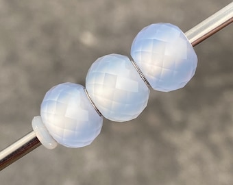 Faceted Chalcedony Rondelle Bead: 925 Sterling Silver Core