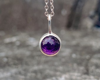 Dainty Amethyst Necklace Silver, Natural Amethyst Pendant, February Birthstone Necklace, February Birthday Gift, Purple Necklace For Women