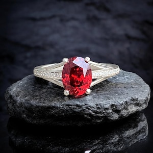 Garnet Ring, Natural Garnet Gemstone Ring Sterling Silver, January Birthstone Ring, Garnet Statement Ring, Garnet Jewelry Ring Vingate