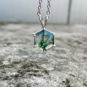 Moss Agate Necklace Silver, Moss Agate Pendant, Graduation Gift Necklace, Summer Necklace Waterproof, Gift For Son Necklace