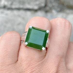 Jade Ring Men, Natural Canadian Jade Ring For Men, Jade Jewelry For Men, Big Stone Ring, Green Stone Ring, Men Ring Silver