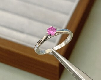 繊細なピンクルビーリング：4mm 7月誕生石、S925シルバーバンド - Etsy