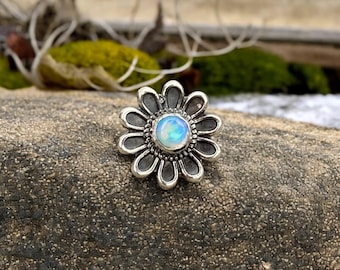 Daisy Flower Charm with Opal - Sterling Silver S925 - European Bracelets