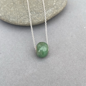 Jade Bead Necklace, Round Jade Bead Silver Core, Jade Necklace Charm, Jade Necklace For Women Jade Necklace Silver Bead Necklace With Charm