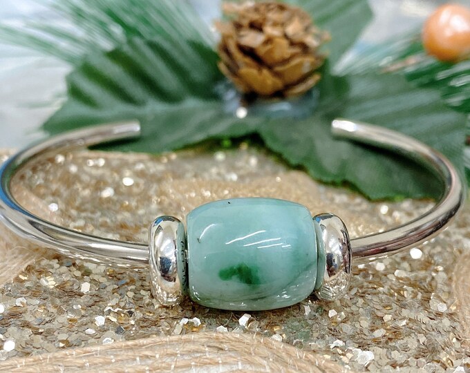 Jade Cuff Bracelet Green Jade Bracelet Gemstone Cuff Bracelet Vintage