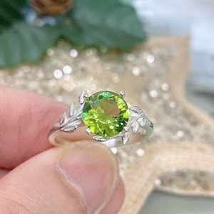 Natural Peridot Ring Sterling Silver, Peridot Ring Vintage, August Birthstone Ring, Peridot Ring For Women, Gemstone Rings Sterling Silver