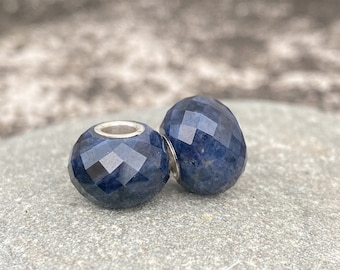 Natural Sapphire Bead with Sterling Silver Core: September Birthstone Charm