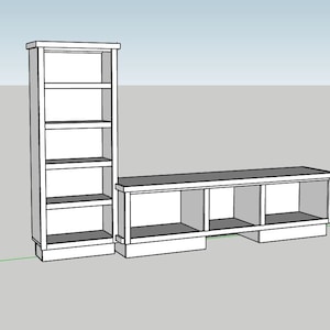 Build Plan PDF Bench Shelf, DIY Bench Shelf Carpentry plans, Printable living room furniture plans, Beginner DIY Woodworking Plans