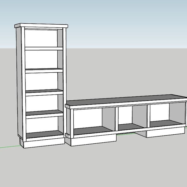 Build Plan PDF Bench Shelf, DIY Bench Shelf Carpentry plans, Printable living room furniture plans, Beginner DIY Woodworking Plans