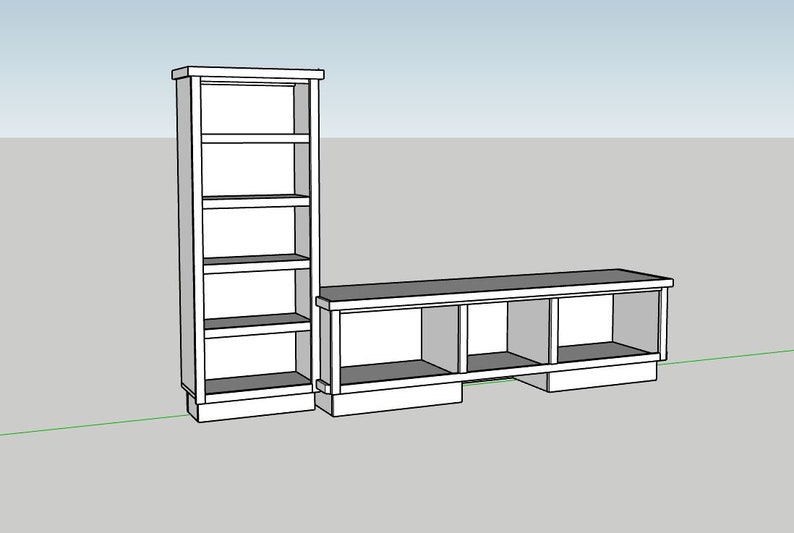 Build Plan PDF Bench Shelf, DIY Bench Shelf Carpentry plans, Printable living room furniture plans, Beginner DIY Woodworking Plans image 1