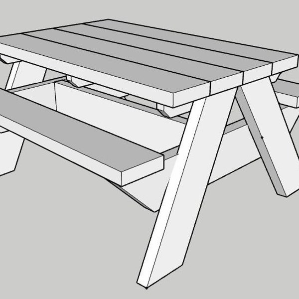 Build Plan PDF Kids Picnic Table, DIY Kids Picnic Table Carpentry plans, Printable Kids Picnic Table plans, Beginner DIY Woodworking Plans