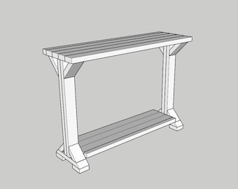 Trestle Style Farmhouse Console Build Plans, Woodworking Plans, Furniture Plan, DIY Carpentry Plan, Do It Yourself Shelf, Sofa Table Plans