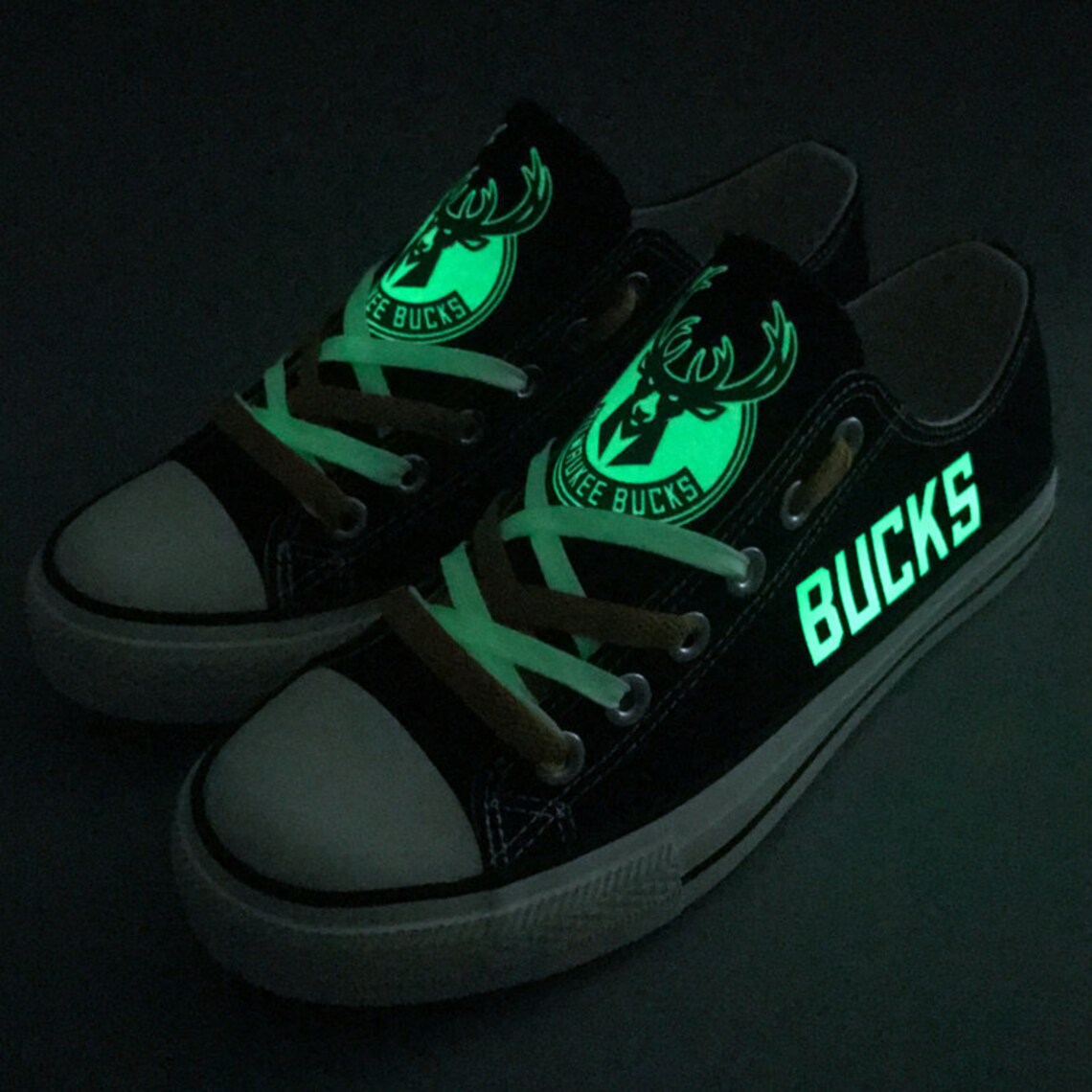 Milwaukee Bucks Glow In Dark Low Top Shoes Shoes for NBA | Etsy