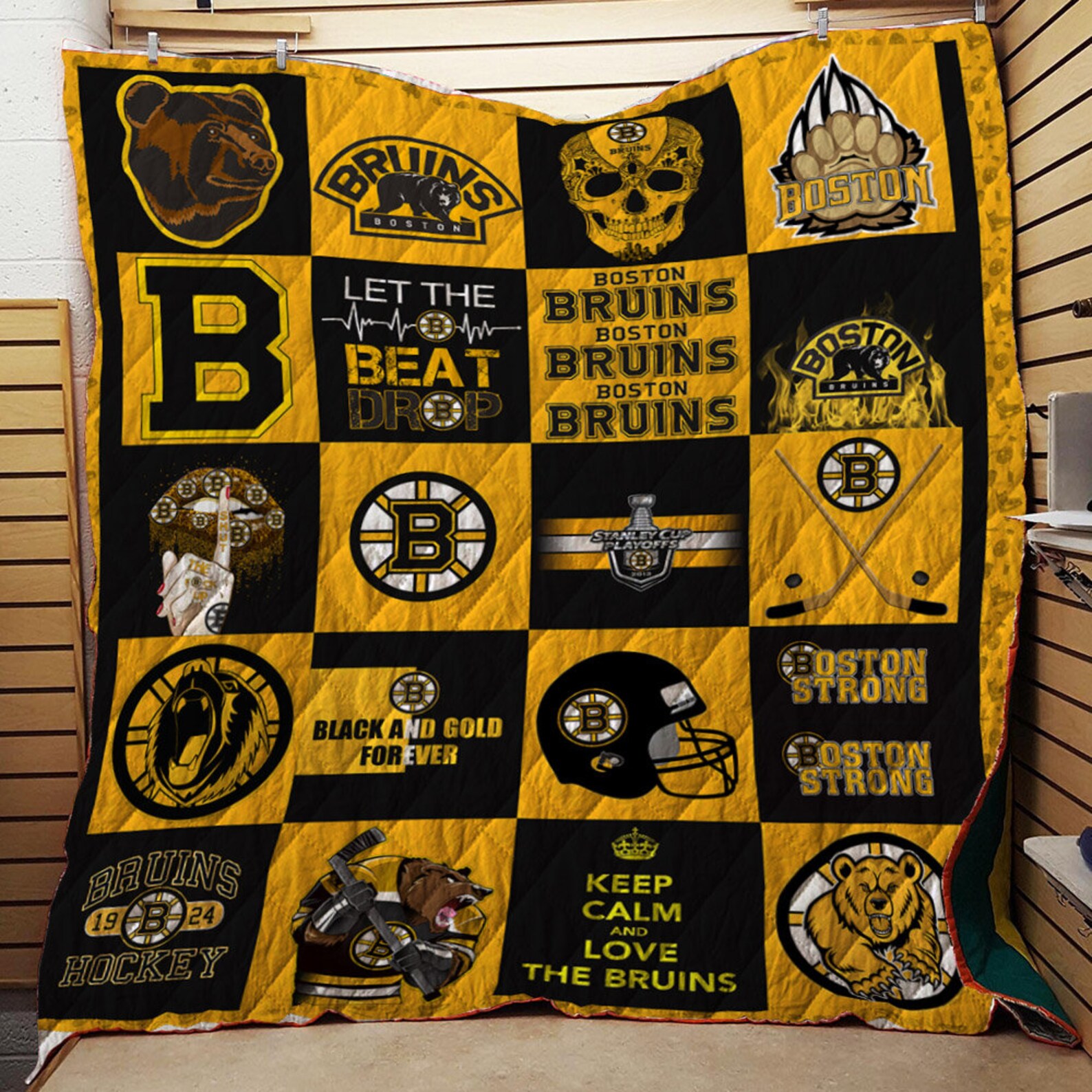 Boston Bruins Fleece Blanket Quilt Boston Strong Blanket NHL Etsy