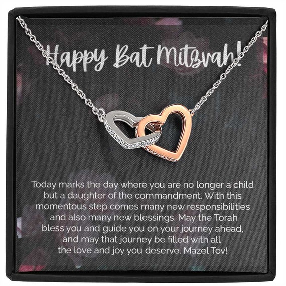 Bat Mitzvah Jewish Message Card Necklace Jewelry Gift Bat Mitzva Girl Present Gift for Bat Mitzvah Jewish Woman Aesthetic Necklace Gifts