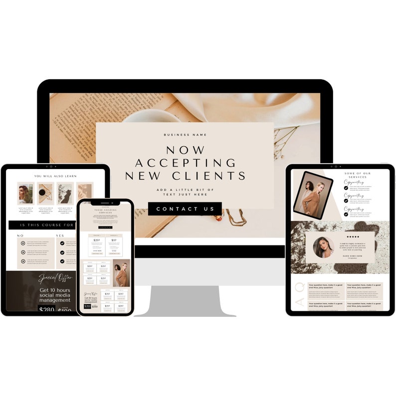 Modèle de site Web Canva pour les assistants virtuels | Site Web de l'assistant virtuel | Site Web personnalisé | Marketing des services en ligne | Téléchargement instantané image 4