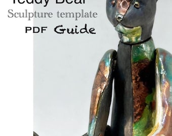 Teddy Bear Pottery Sculpture Template, Hand Building Clay (PDF Pattern with classes.