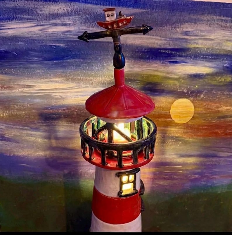 Leuchtturm Keramik Skulptur Schablone zum Handbauen in Ton. Freie Klassen Bild 3