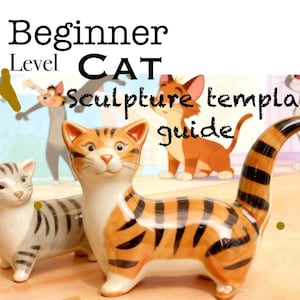 Mall för kattskulptur i keramik, handbyggt lermönster (PDF-nedladdning)